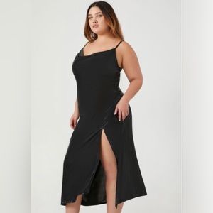 Plus size Metallic cow neck dress